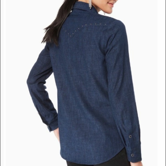 Kate Spade Broome Street Embroidered Chambray Top XXS - Picture 2 of 6